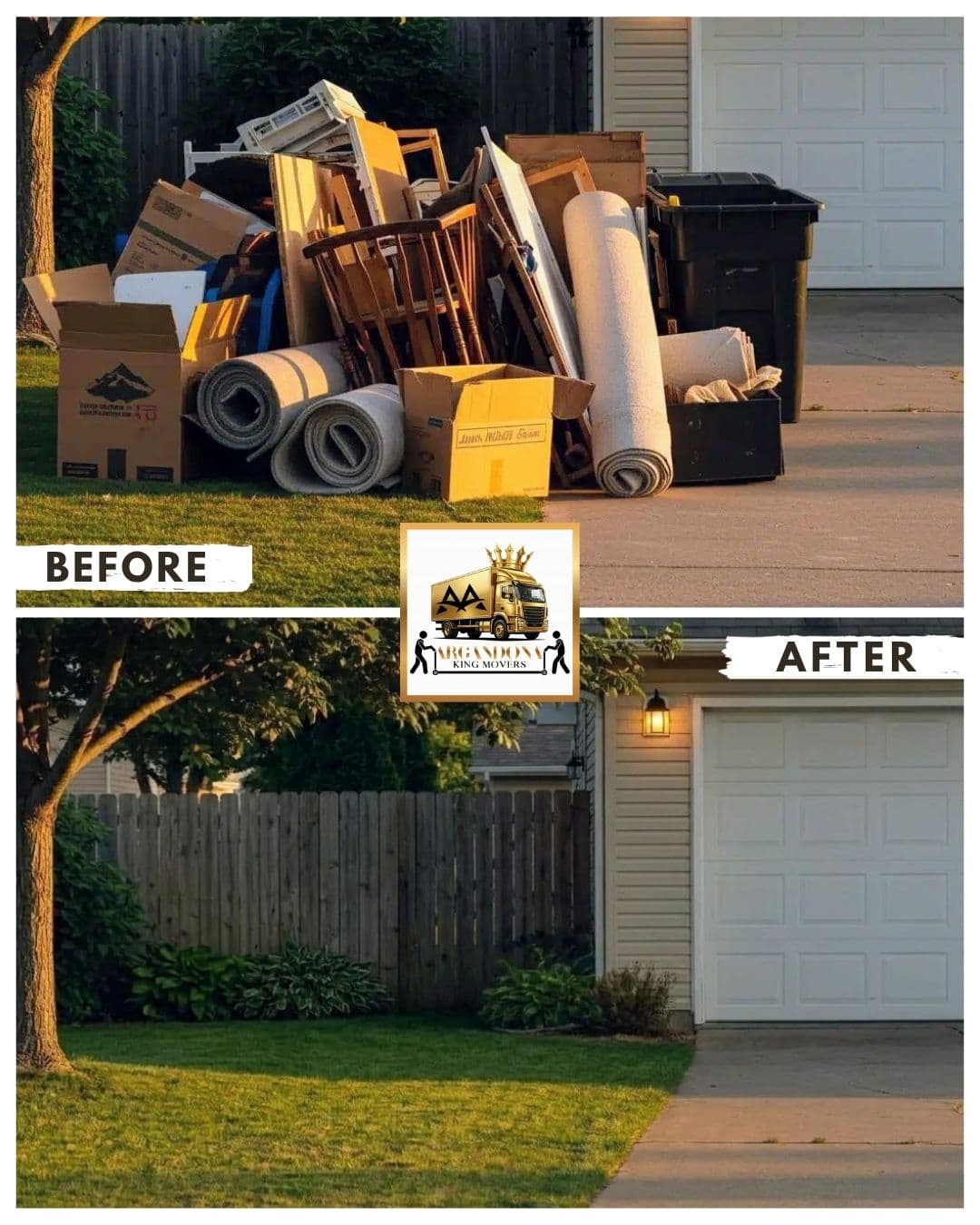 Before and after driveway junk removal