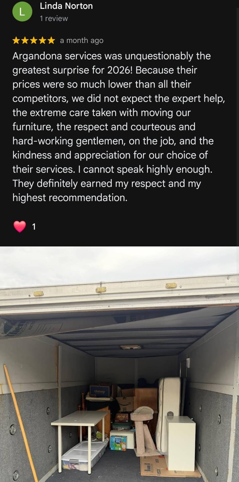 Linda Norton Google review screenshot